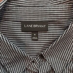 EUC Lane Bryant Women’s 18 Button Up Shirt Tie Waist Black and White Checked